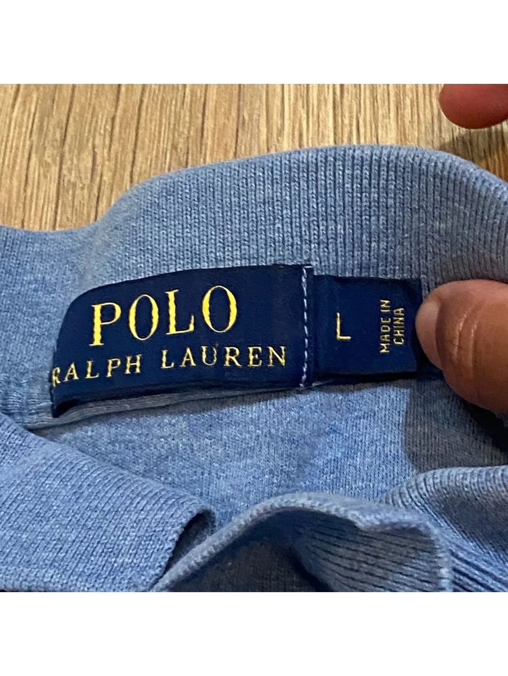 Polo Ralph Lauren Blue Cotton Polo Shirt with Pink Embroidered Logo Size Large